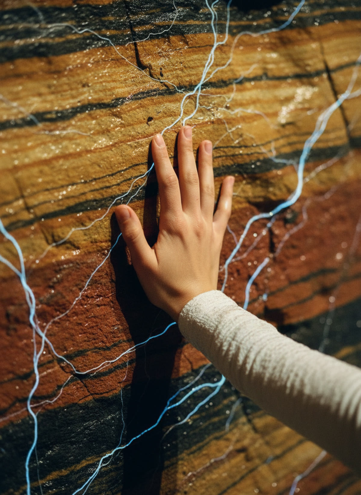Detail: hand on stone